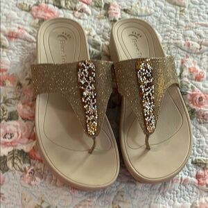 Bare Traps Bejeweled Gold Sandals